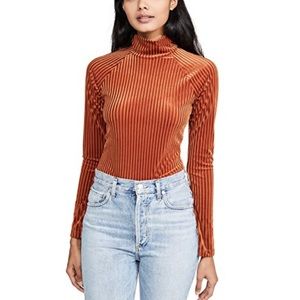 ONLY HEARTS - Velour Turtleneck Thong Bodysuit In Amber